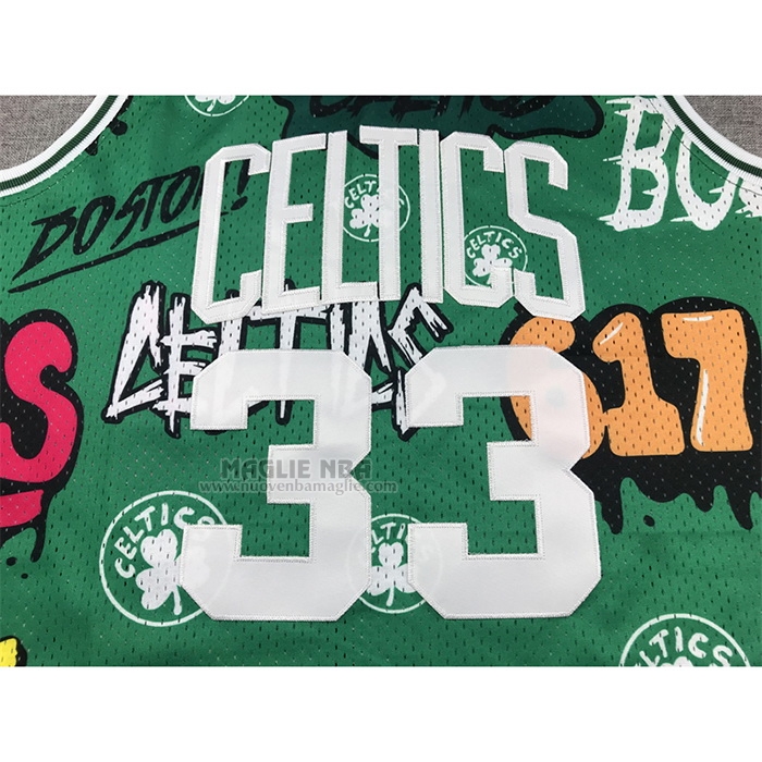 Maglia
 Larry Bird NO 33 Boston Celtics Mitchell & Ness Slap Sticker 1985-86 Verde

